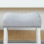 Set of 2 Upholstered Counter Height Backless Saddle Seat Stools