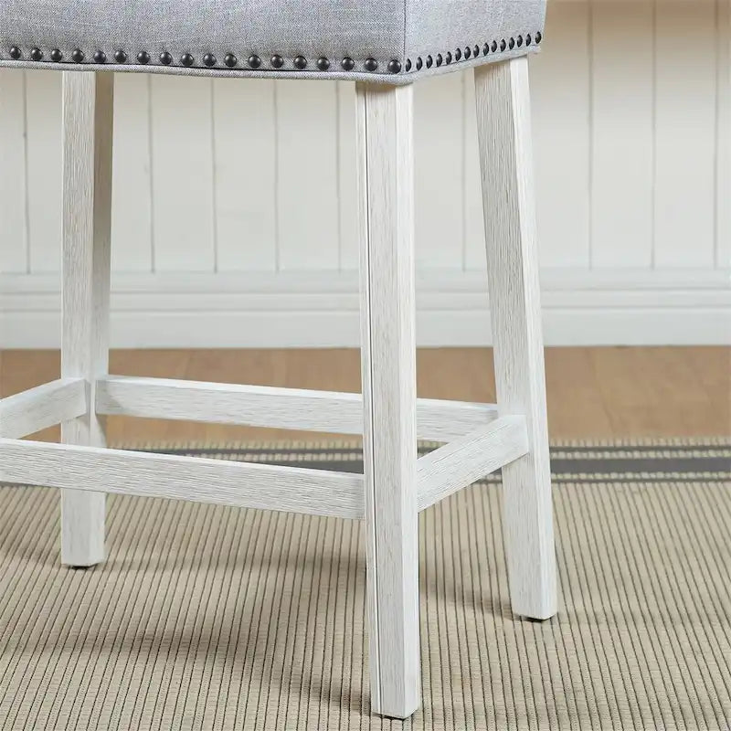 Set of 2 Upholstered Counter Height Backless Saddle Seat Stools