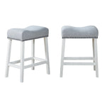 Set of 2 Upholstered Counter Height Backless Saddle Seat Stools