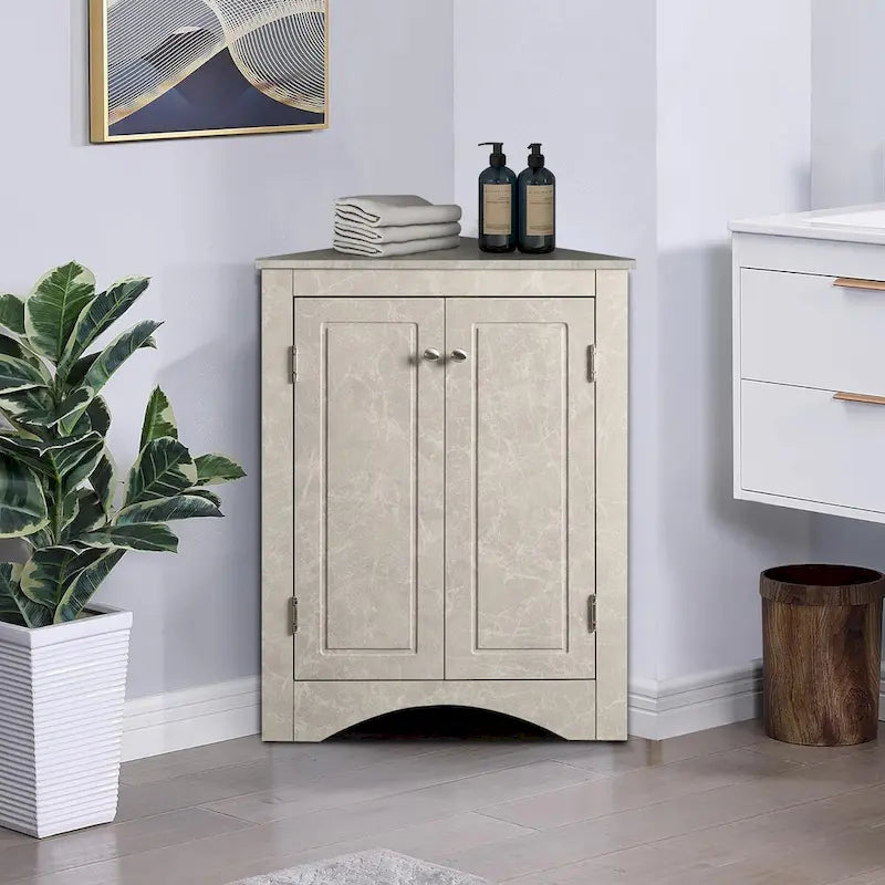 Modern Stylish Triangle Corner Storage Cabinet with Two Adjustable Internal Shelves