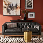 Tullio Black Leather Button Tufted Loveseat by  - Sofa