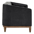 Black Leather Button Tufted Loveseat - Sofa