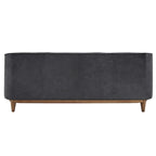 Black Leather Button Tufted Loveseat - Sofa
