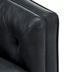 Black Leather Button Tufted Loveseat - Sofa