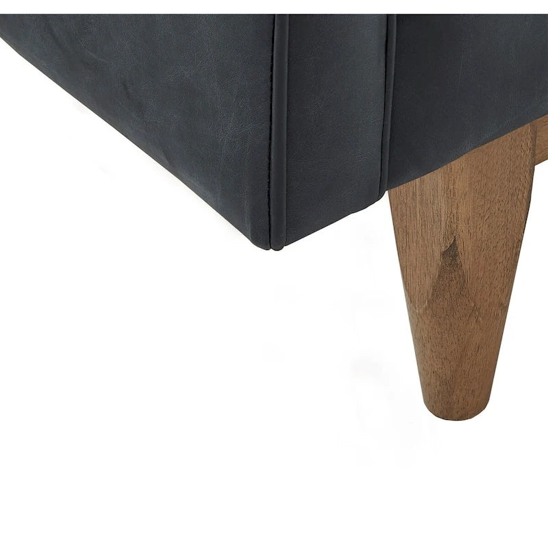 Black Leather Button Tufted Loveseat - Sofa