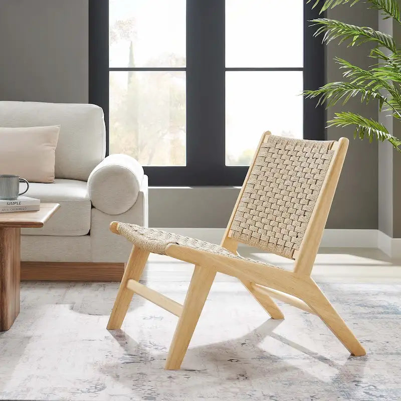 Woven Rope Wood Accent Lounge Chair