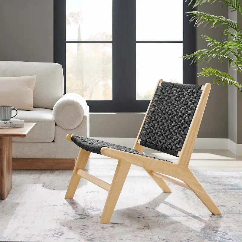 Woven Rope Wood Accent Lounge Chair