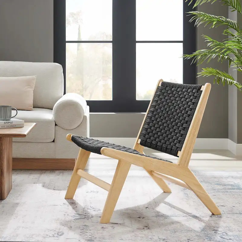 Woven Rope Wood Accent Lounge Chair
