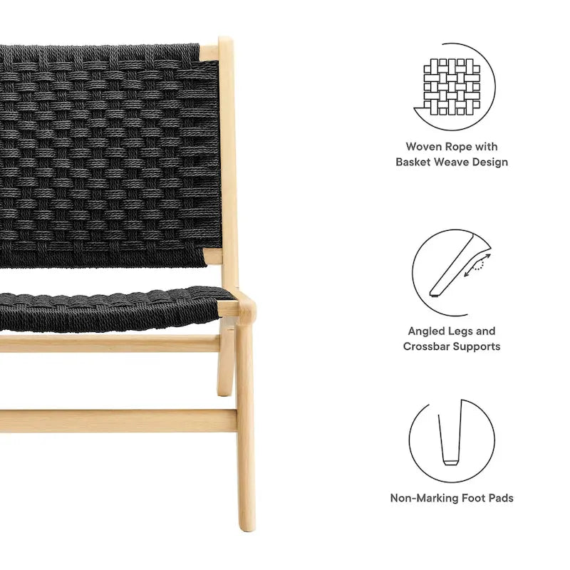 Woven Rope Wood Accent Lounge Chair