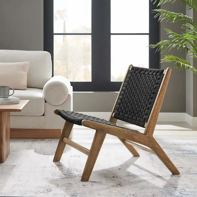 Woven Rope Wood Accent Lounge Chair