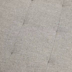 Tufted Round Cotton Linen Ottoman with Iron Frame