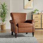 Faux Leather Accent Armchair with Nailhead Trim