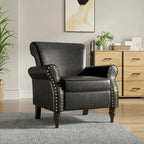 Faux Leather Accent Armchair with Nailhead Trim