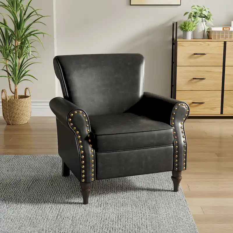 Faux Leather Accent Armchair with Nailhead Trim