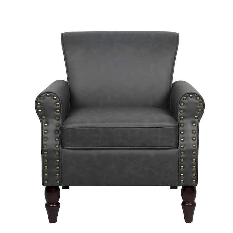 Faux Leather Accent Armchair with Nailhead Trim