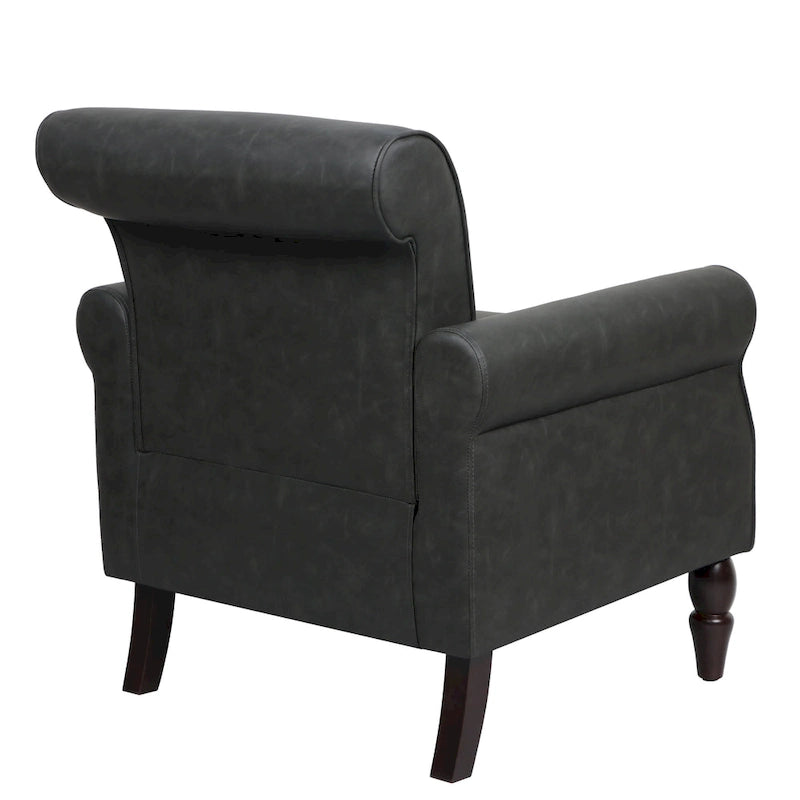 Faux Leather Accent Armchair with Nailhead Trim