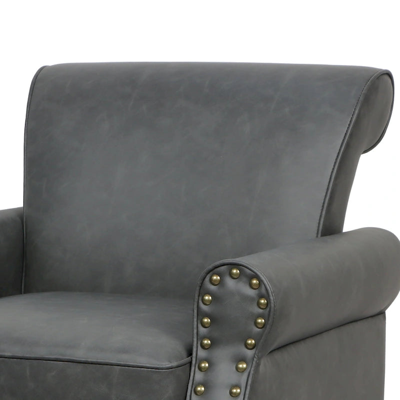 Faux Leather Accent Armchair with Nailhead Trim