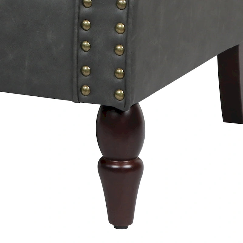Faux Leather Accent Armchair with Nailhead Trim
