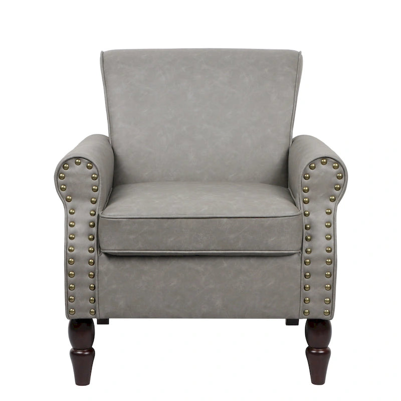 Faux Leather Accent Armchair with Nailhead Trim