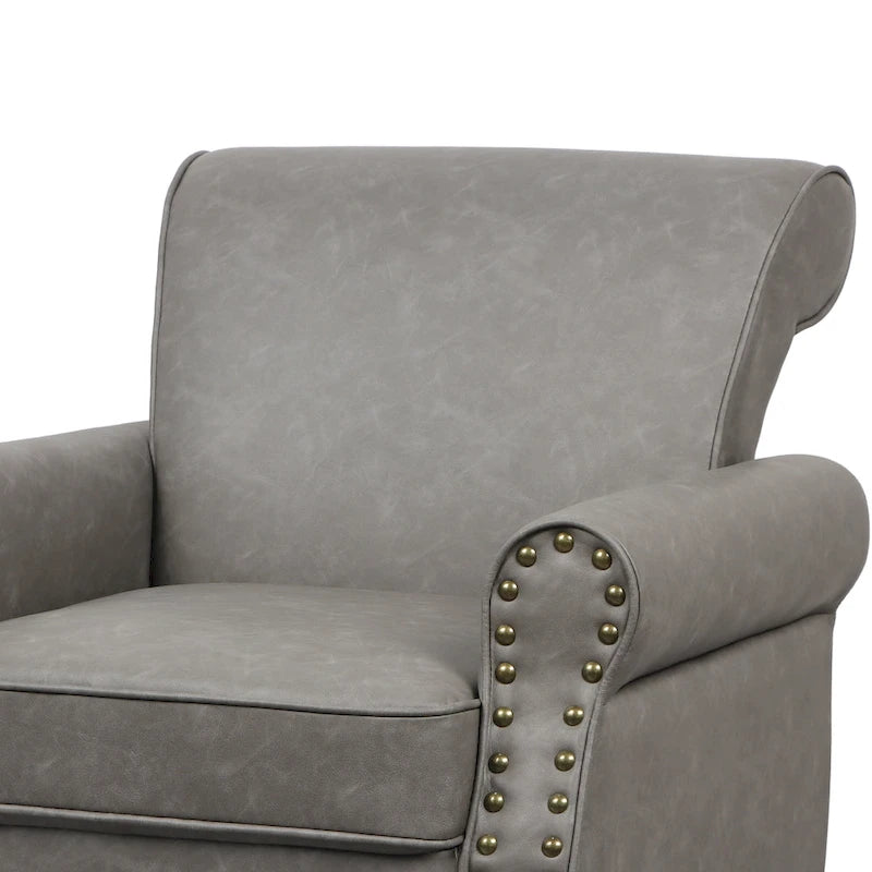 Faux Leather Accent Armchair with Nailhead Trim