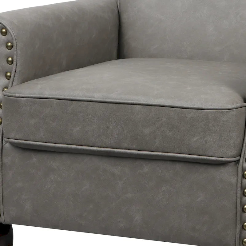 Faux Leather Accent Armchair with Nailhead Trim