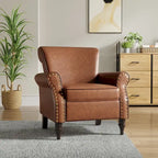Faux Leather Accent Armchair with Nailhead Trim