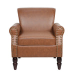 Faux Leather Accent Armchair with Nailhead Trim