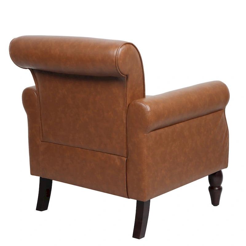 Faux Leather Accent Armchair with Nailhead Trim