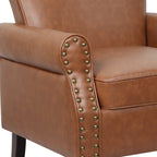 Faux Leather Accent Armchair with Nailhead Trim