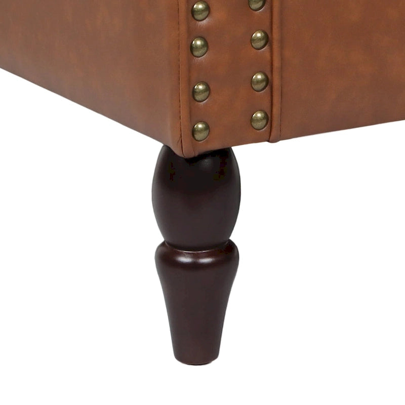 Faux Leather Accent Armchair with Nailhead Trim