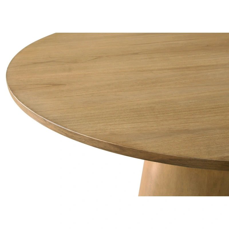 47 Inch Dining Table, Round Tabletop, Pedestal Base, Brown Finish
