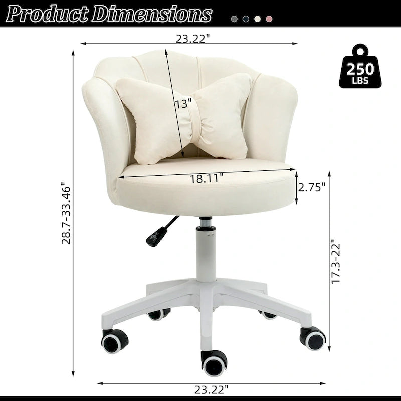 Modern Velvet Task Chair 360 Swivel Adjustable Height Office Chair