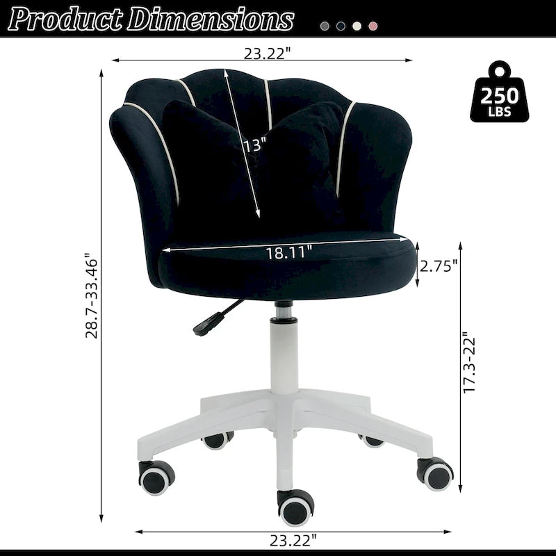 Modern Velvet Task Chair 360 Swivel Adjustable Height Office Chair