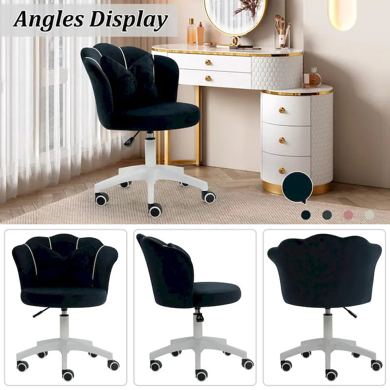 Modern Velvet Task Chair 360 Swivel Adjustable Height Office Chair