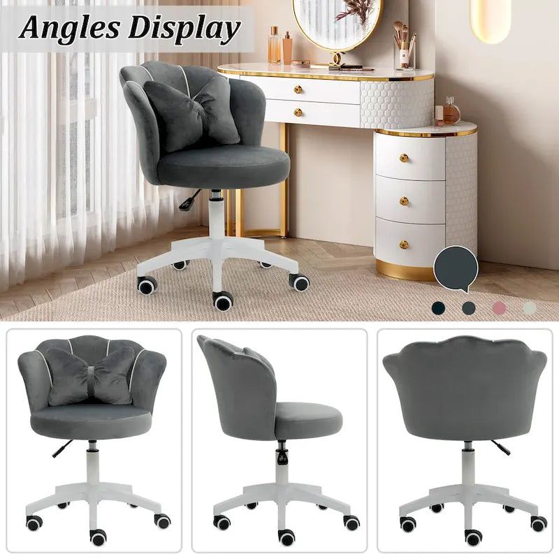 Modern Velvet Task Chair 360 Swivel Adjustable Height Office Chair