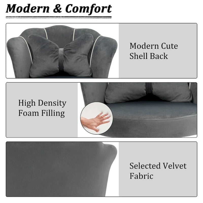 Modern Velvet Task Chair 360 Swivel Adjustable Height Office Chair