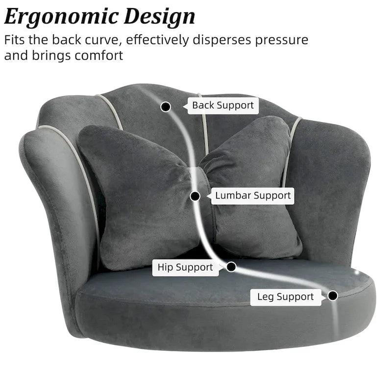 Modern Velvet Task Chair 360 Swivel Adjustable Height Office Chair