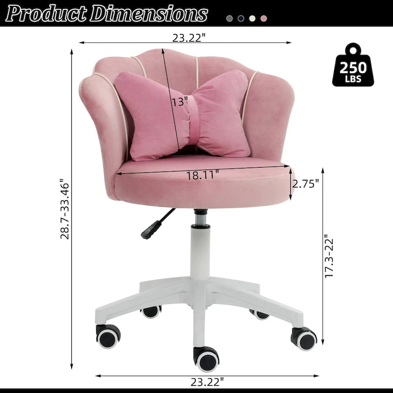 Modern Velvet Task Chair 360 Swivel Adjustable Height Office Chair