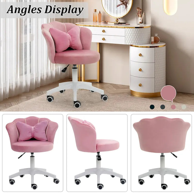 Modern Velvet Task Chair 360 Swivel Adjustable Height Office Chair