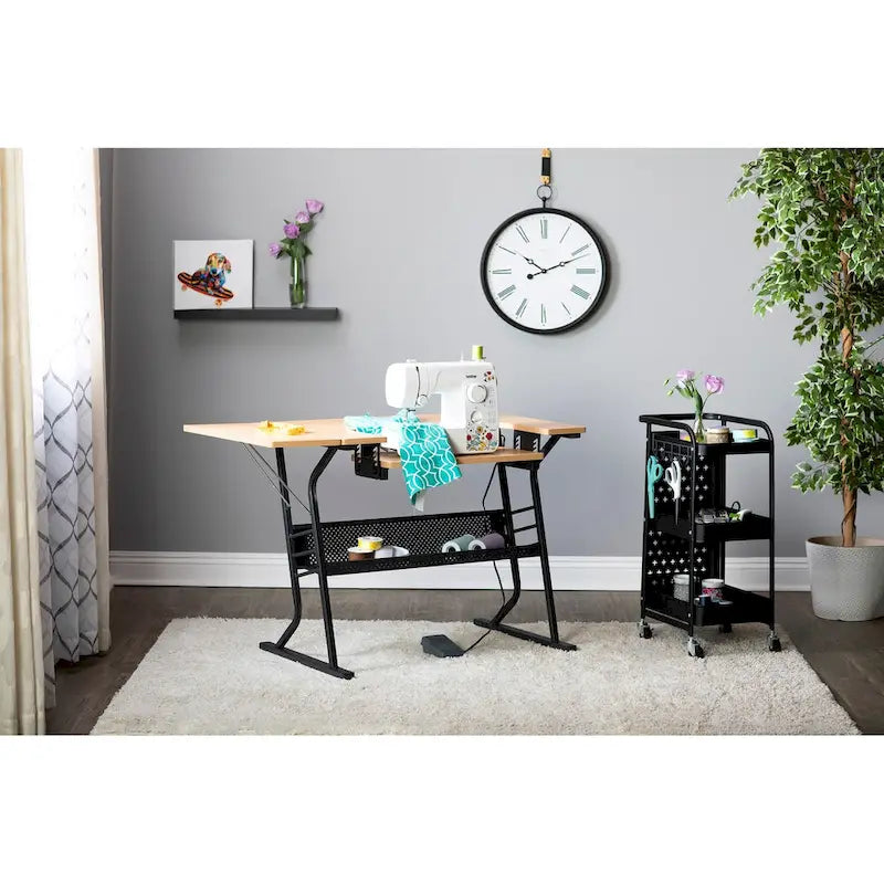 Sewing and Crafting Table, White or Maple Top