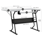 Sewing and Crafting Table, White or Maple Top