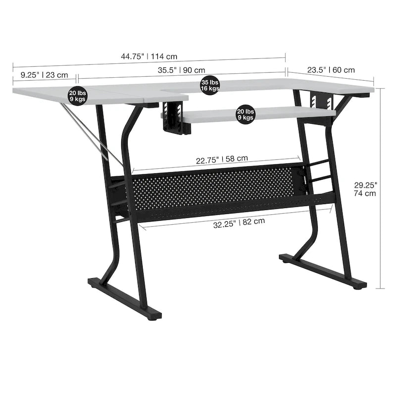 Sewing and Crafting Table, White or Maple Top