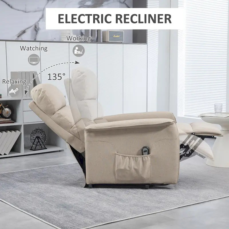 Power Lift Recliner Chair with Remote Control - Fabric, 265 lbs Capacity