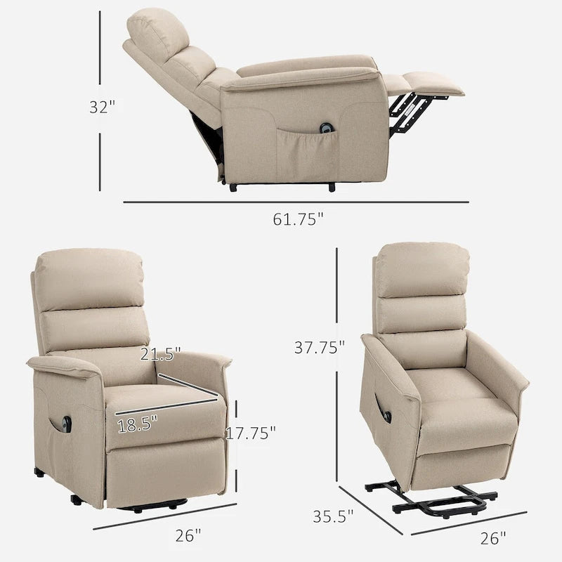 Power Lift Recliner Chair with Remote Control - Fabric, 265 lbs Capacity