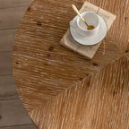 31.29" Round Splicing Coffee Table - Fir Wood Top with Gold Cross Legs