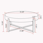 31.29" Round Splicing Coffee Table - Fir Wood Top with Gold Cross Legs