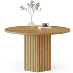 47-Inch Round MDF Dining Table with Hexagonal Pedestal - Seats 4
