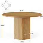 47-Inch Round MDF Dining Table with Hexagonal Pedestal - Seats 4