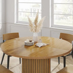 47-Inch Round MDF Dining Table with Hexagonal Pedestal - Seats 4