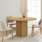 47-Inch Round MDF Dining Table with Hexagonal Pedestal - Seats 4